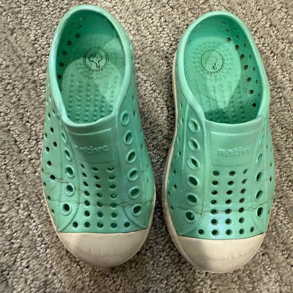 Native Green and White Water Shoes with Perforated Design